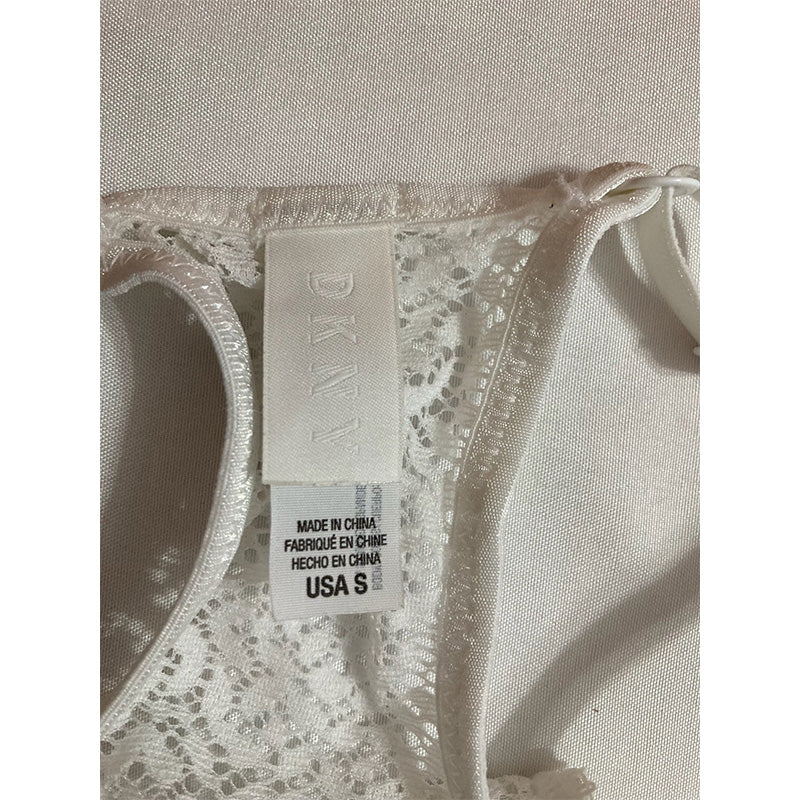 DKNY Modern Lace Racerback Bralette Bra, Foam Lined Cups poplin White S