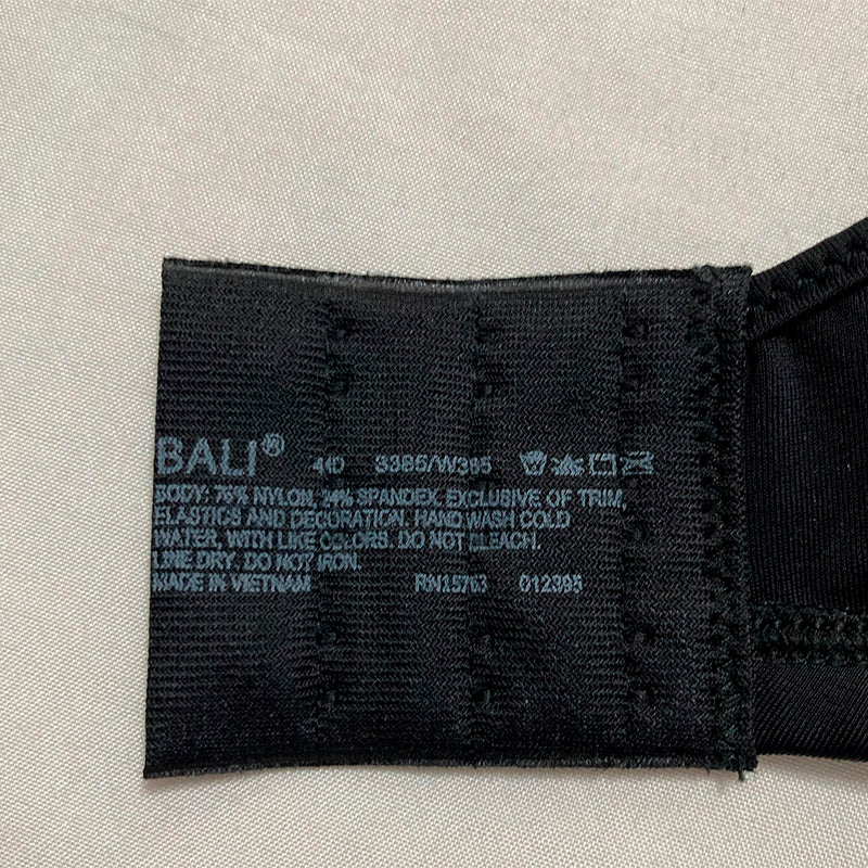 Bali Passion for Comfort Minimizer Underwire Bra Black 44D