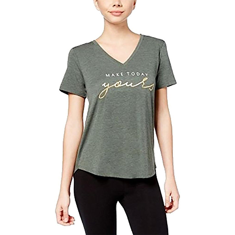 Alfani Graphic Pajama T-Shirt Calm Sage Heather Whites XL