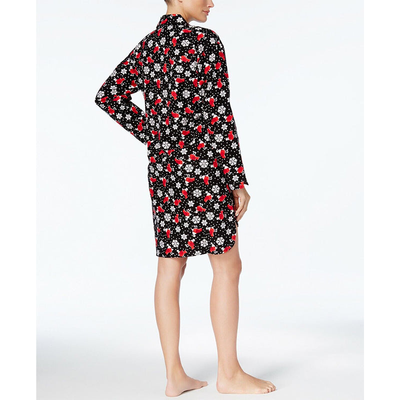 Charter Club Cotton Holiday Print Flannel Sleepshirt, Small