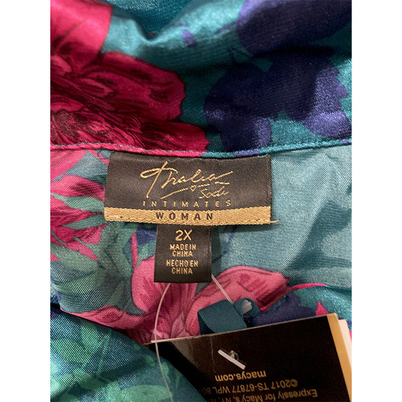 Thalia Sodi Plus Size Printed Lace-Trim Pajama Set 2X