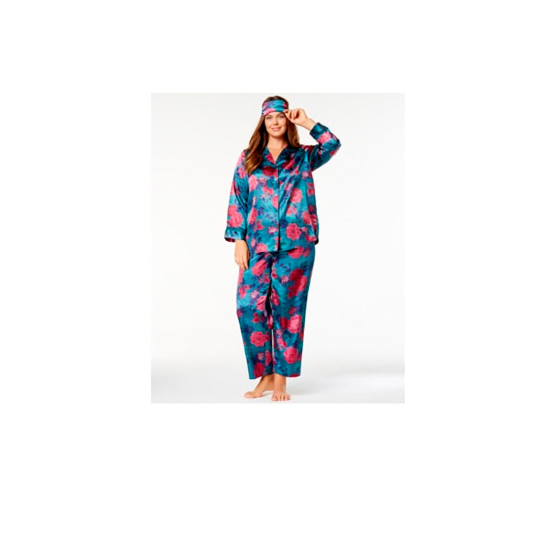 Thalia Sodi Plus Size Printed Lace-Trim Pajama Set 2X