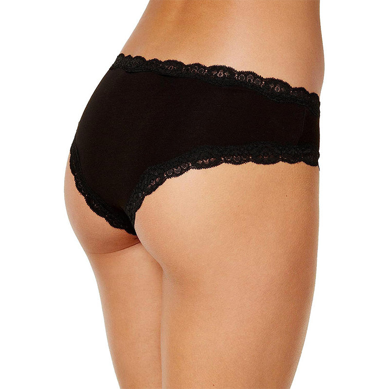 Jenni Cotton Lace Trim Bikini, Black XS