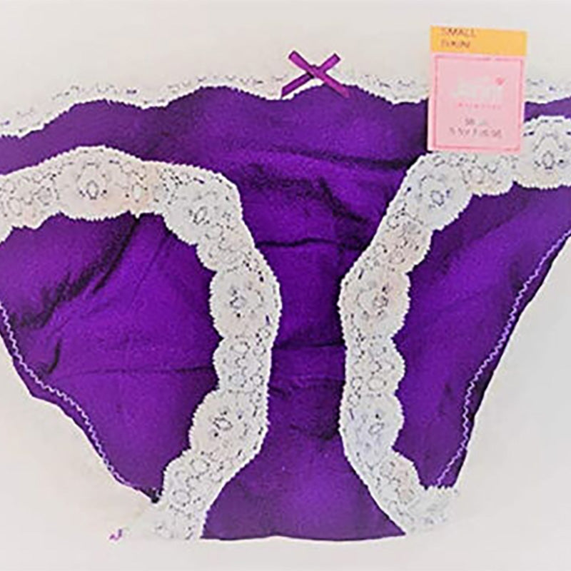 Jenni by Jennifer Moore Women's Cotton Lace Trim Bikini Purple XXL