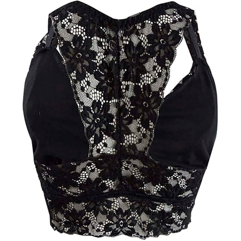 Jenni by Jennifer Moore Women's Moore Lace Racerback Bralette L Classic Black