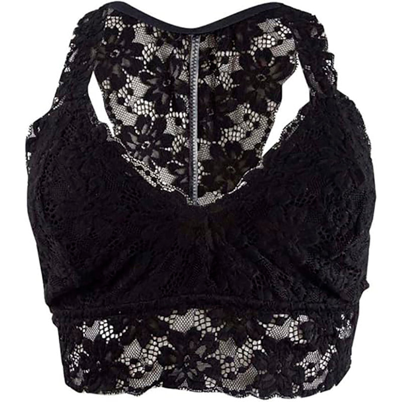 Jenni by Jennifer Moore Women's Moore Lace Racerback Bralette L Classic Black