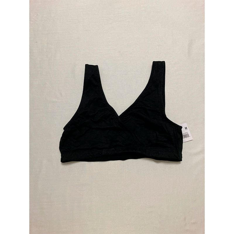 Motherhood Maternity Wrap Front Nursing Sleep Bra Black M