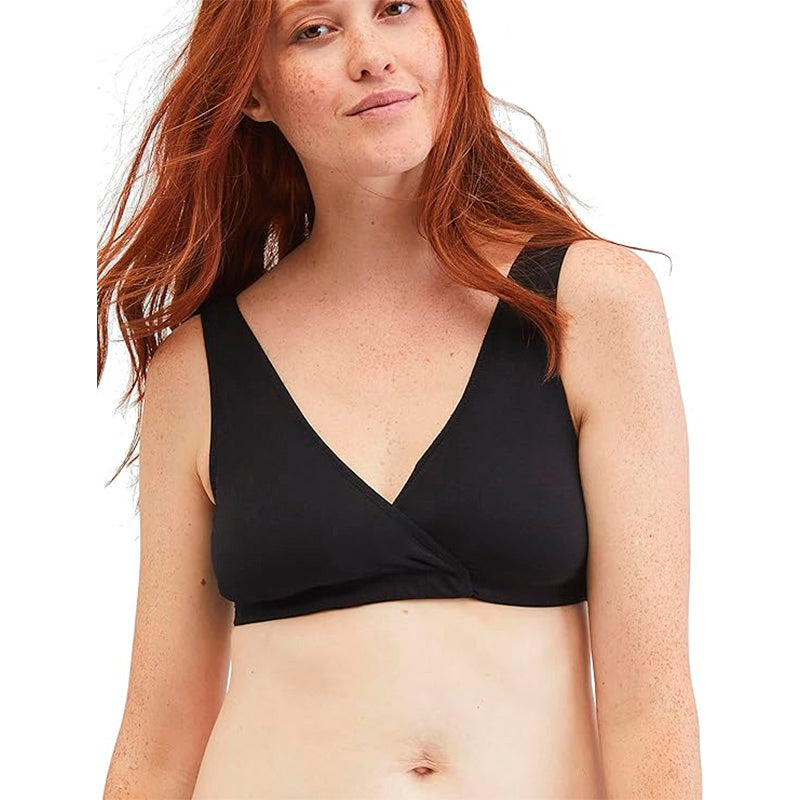 Motherhood Maternity Wrap Front Nursing Sleep Bra Black M