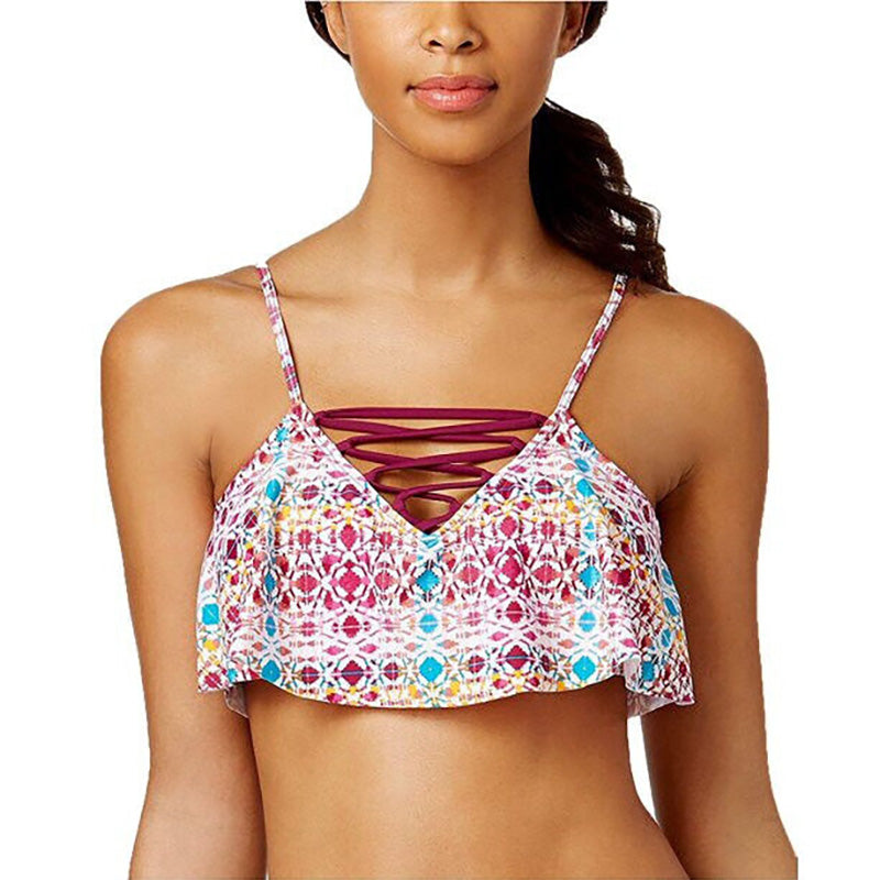 Hula Honey Printed Strappy Bralette Bikini Top Multicolor M