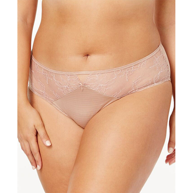 Ashley Graham Basic Hi Cut Plus Size Brief Panty Beige Cappuccino 3X