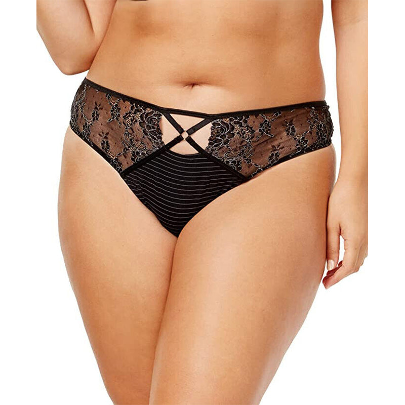 Ashley Graham Crisscross Lace Thong Black XL