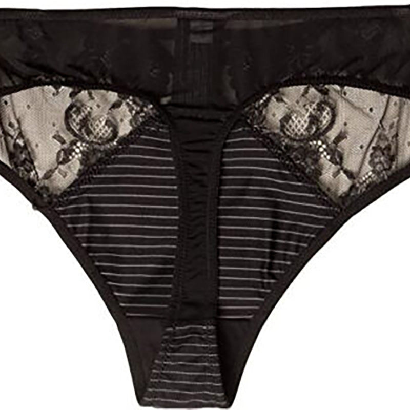 Ashley Graham Crisscross Keyhole Lace Thong Black 1X