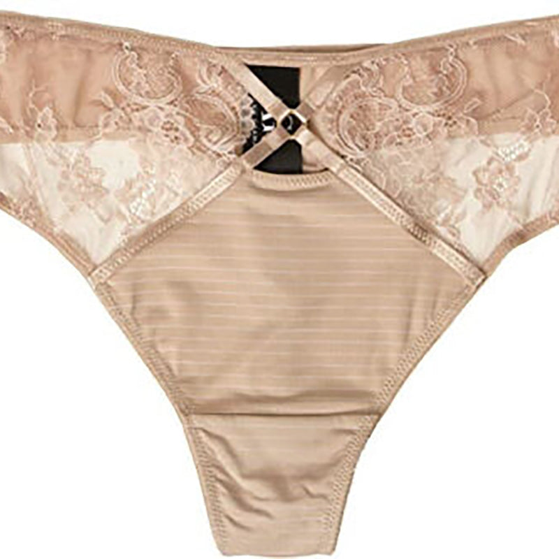 Ashley GrahamCrisscross Keyhole Lace Thong Capuccino 1X
