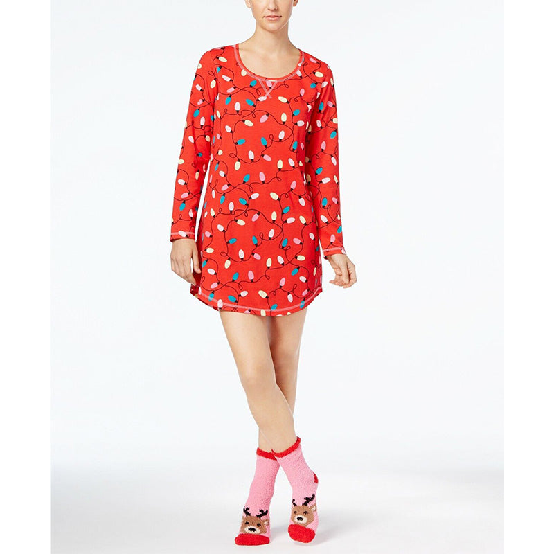 Jenni by Jennifer Moore Graphic Sleepshirt and Socks Set Holiday M