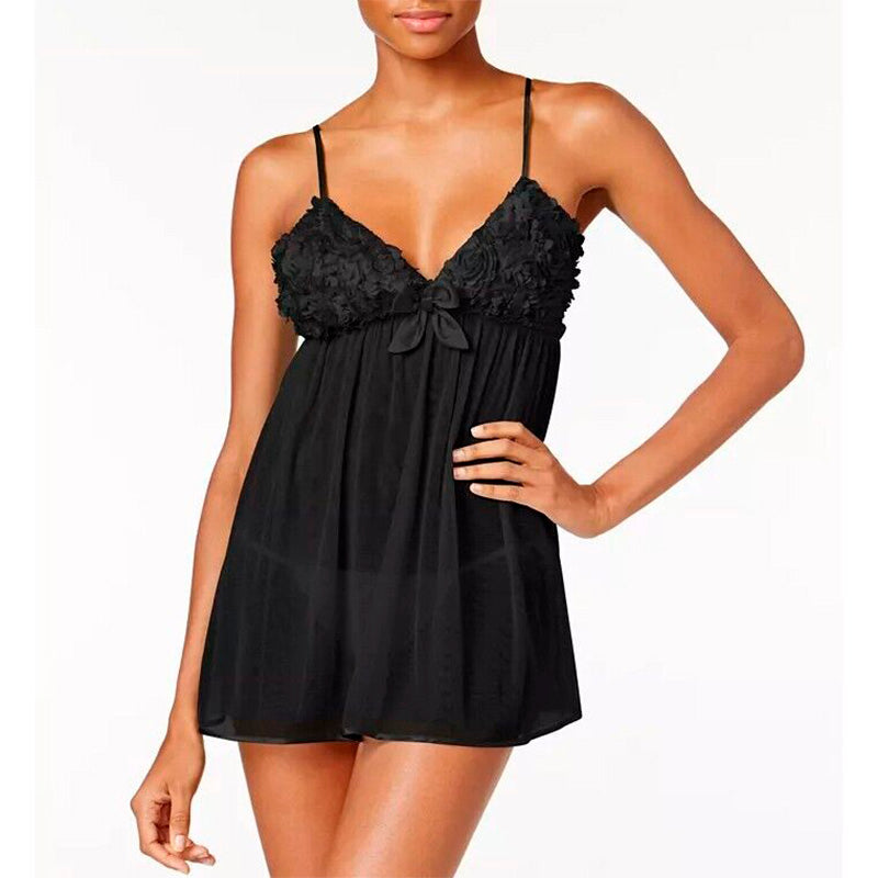 Flora By Flora Nikrooz Bellflower Camidoll with Bikini Black L