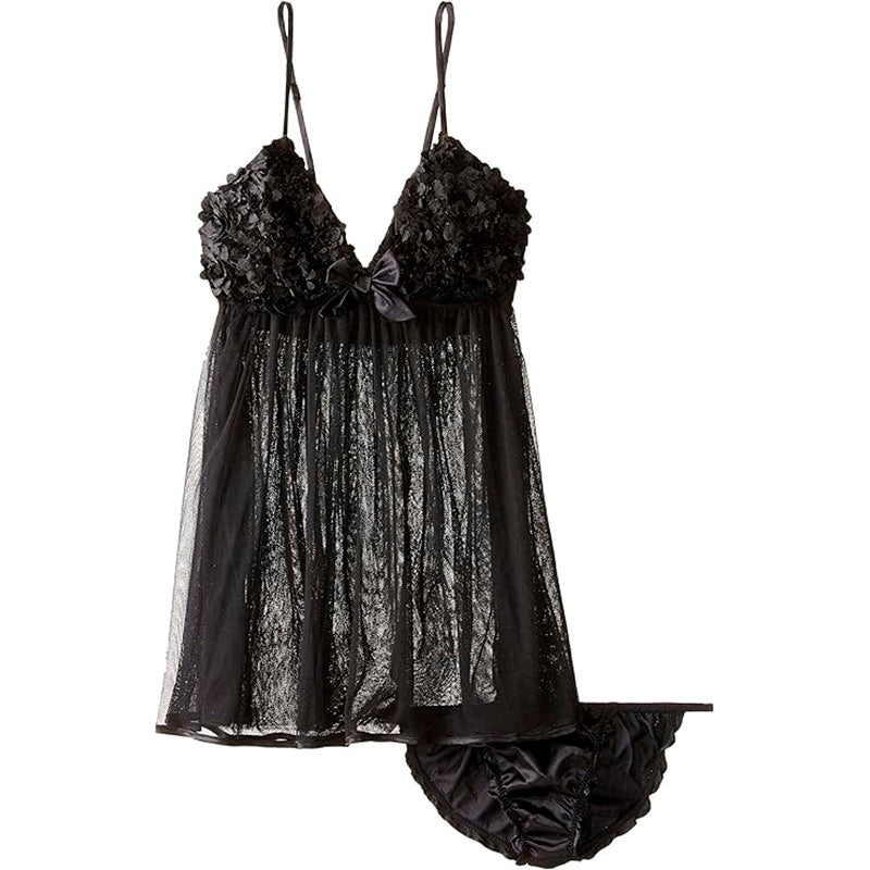 Flora By Flora Nikrooz Bellflower Camidoll with Bikini Black L