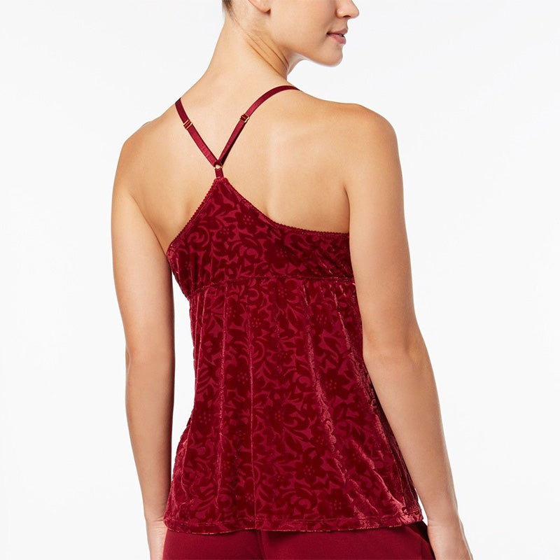 Flora by Flora Nikrooz Erika Burnout Velvet Only Pajama Top Burgundy M