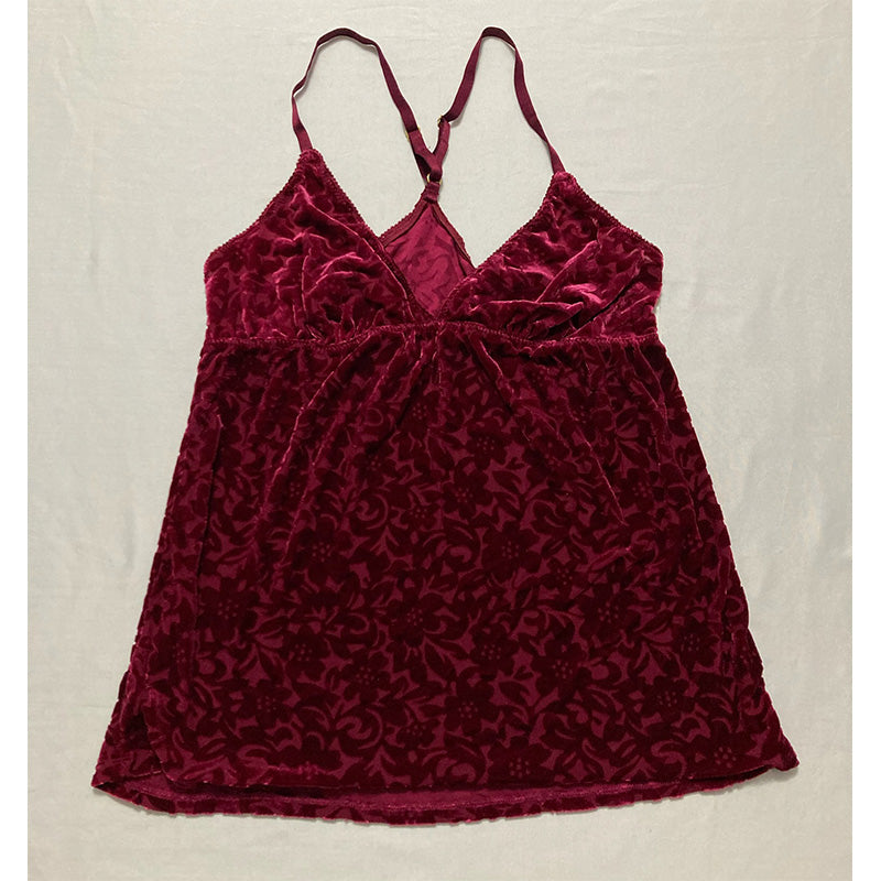 Flora by Flora Nikrooz Erika Burnout Velvet Only Pajama Top Burgundy M