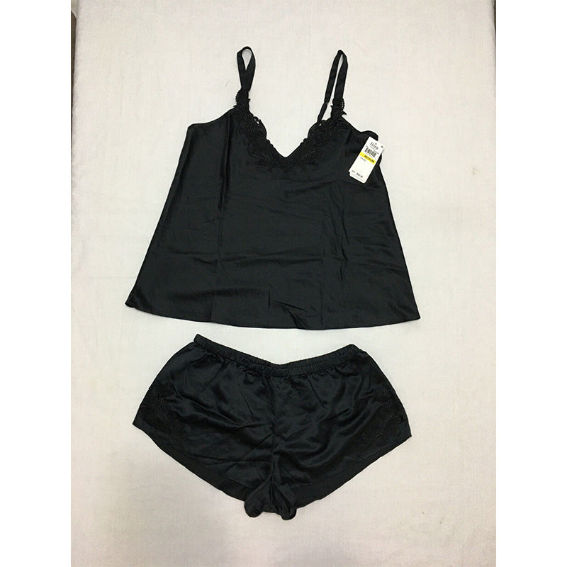 Flora Nikrooz Womens Stella Cami and Tap Pajama Set Black M