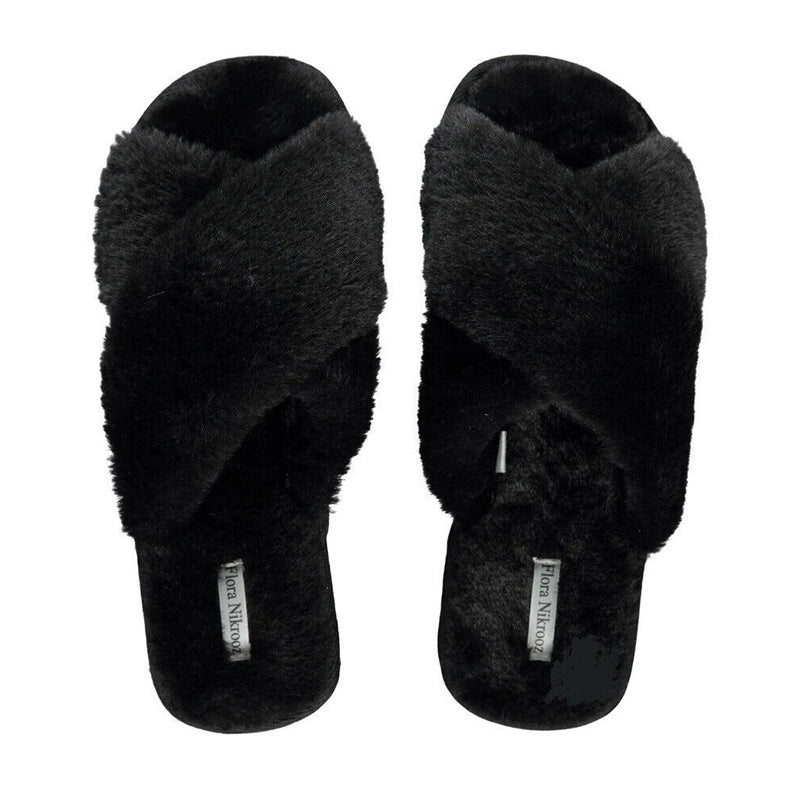 Flora Nikrooz Victoria Faux Fur Slipper Black S(5/6)