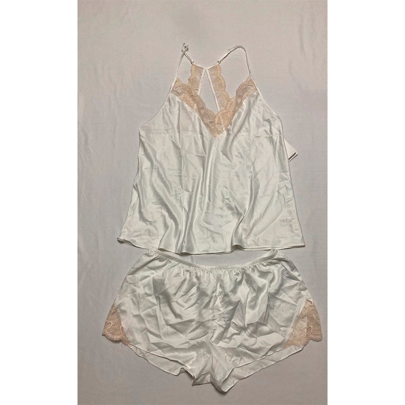 Flora by Flora Nikrooz Kit Heart Lace Cami & Tap Shorts Pajama Set L
