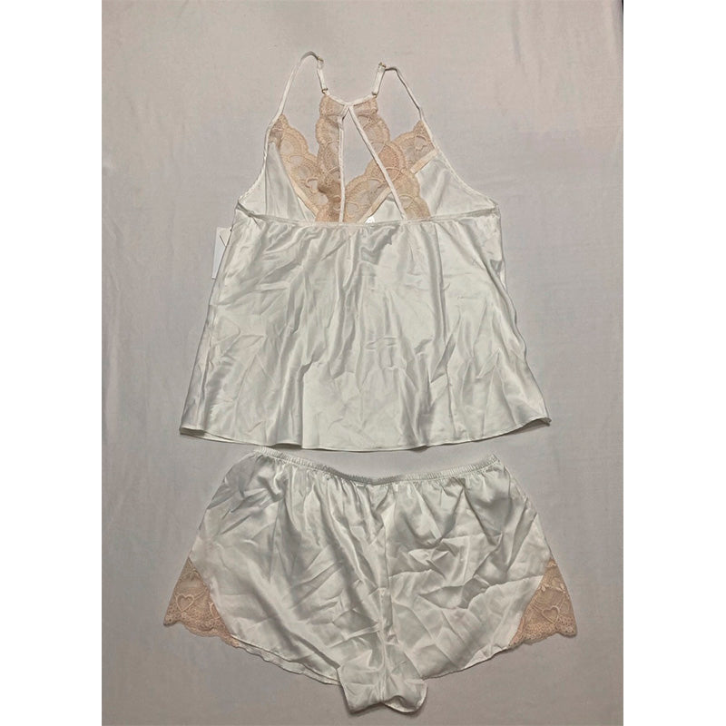 Flora by Flora Nikrooz Kit Heart Lace Cami & Tap Shorts Pajama Set L