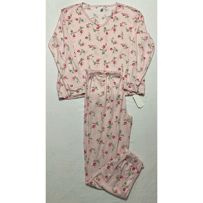 Flora Nikrooz Printed Sweater-Knit Pajama Set Pink XL
