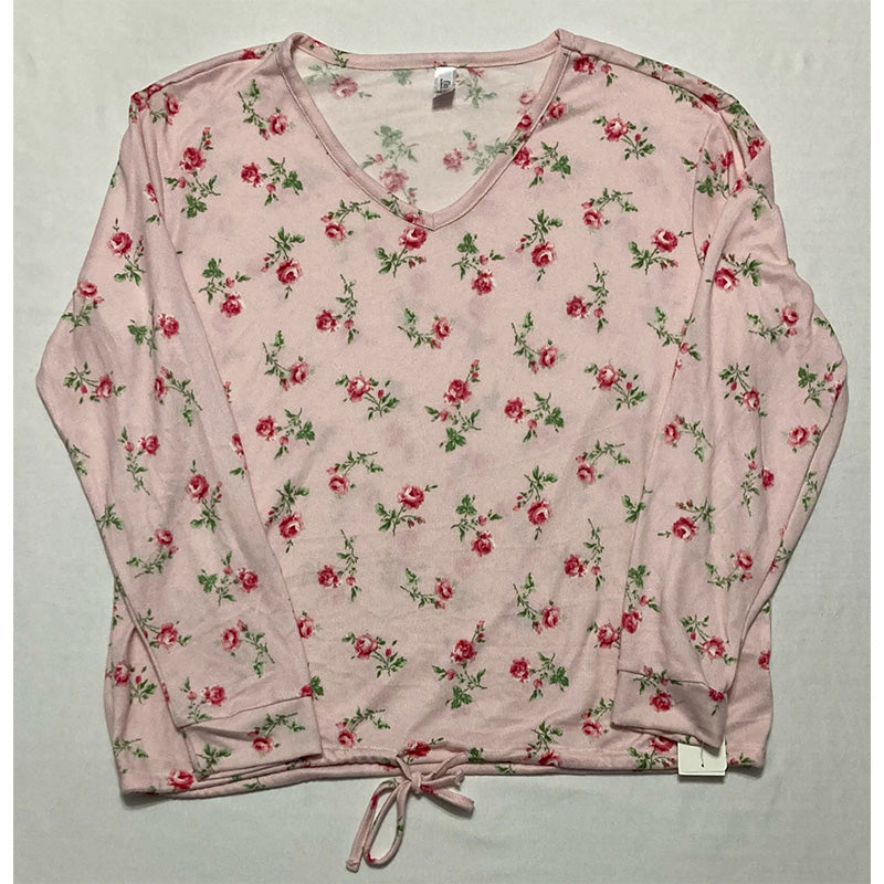 Flora Nikrooz Printed Sweater-Knit Pajama Set Pink XL