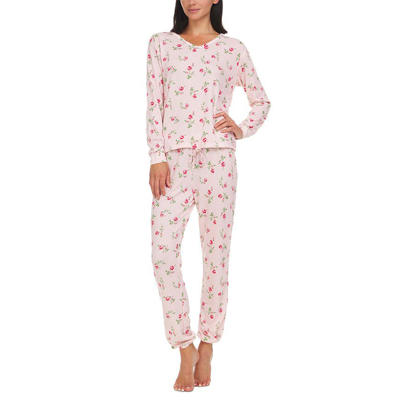 Flora Nikrooz Printed Sweater-Knit Pajama Set Pink XL