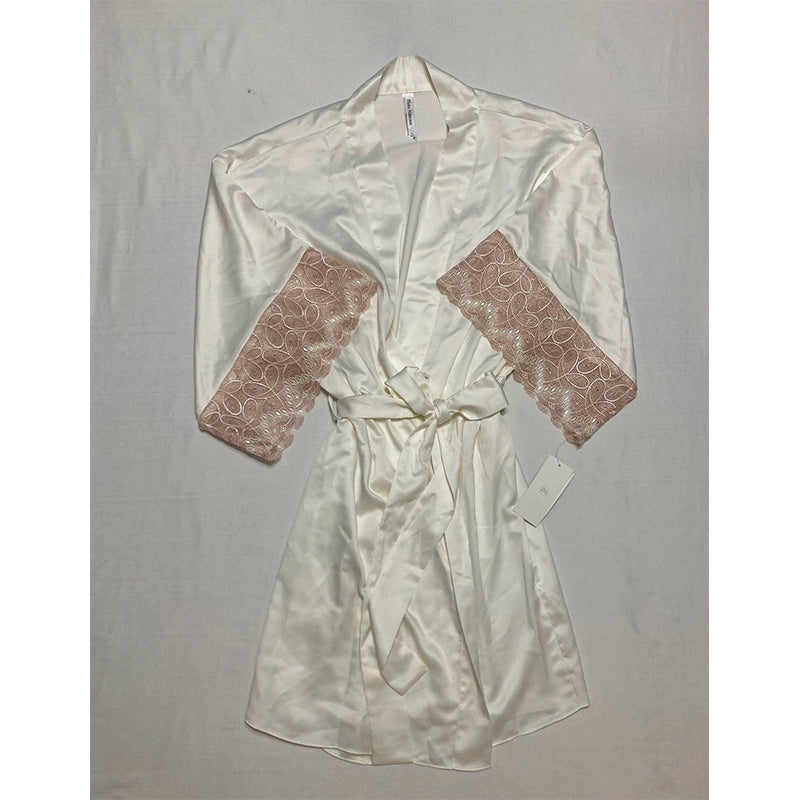 Flora Nikrooz Sydney Charmeuse Wrap Robe L, Ivory