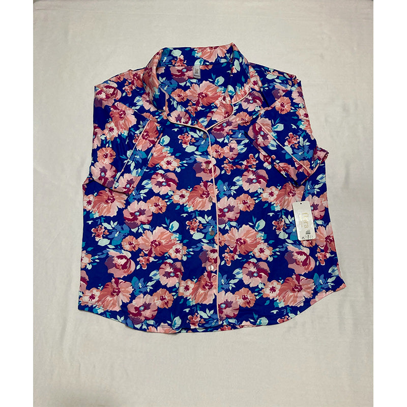 Flora by Flora Nikrooz 2pc Printed Knit Pajama Set L Blue