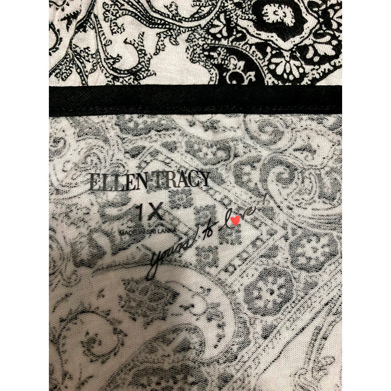 Ellen Tracy Women's Short Sleeve Flutter Top Paisley 1X