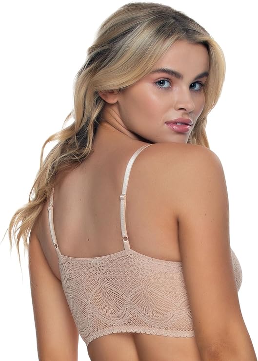 FELINA Finesse Cami Bralette Stretchy Lace Bralettes for Women NUDE L/XL