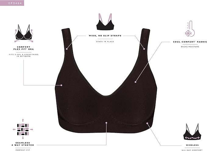 BALI Wireless Bra Comfort Revolution Seamless T-Shirt ROSE XL
