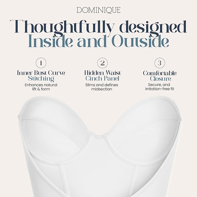 DOMINIQUE Noemi Backless Strapless Bustier Bridal Bra WHITE 38C