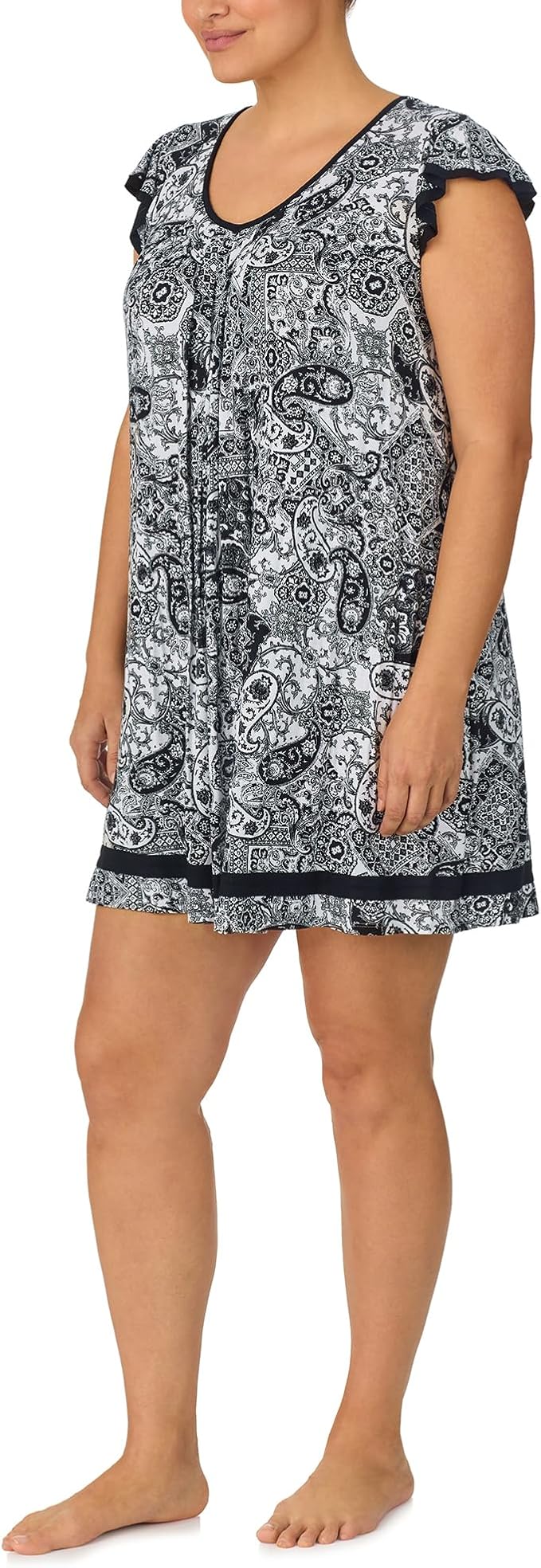 ELLEN TRACY Soft Stretch Jersey Short Sleeve Chemise Sleep Dress WHITE M