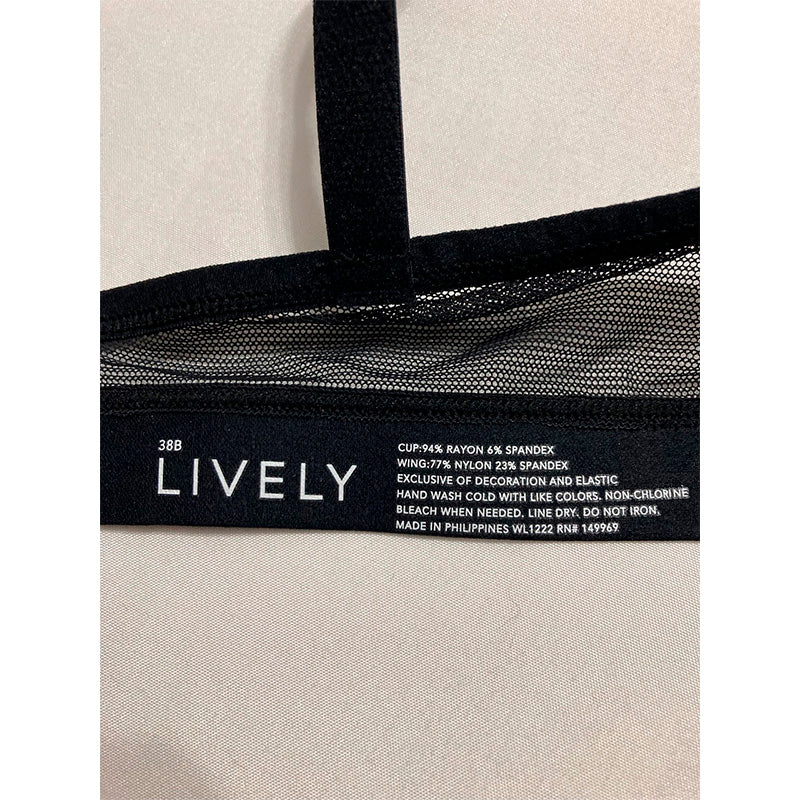 LIVELY All-Day T Shirt Full Coverage Flexible Underwire Bra Black 38B