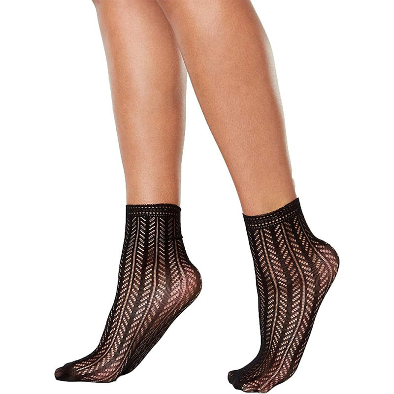 INC Chevron-Knit Ankle Socks Black