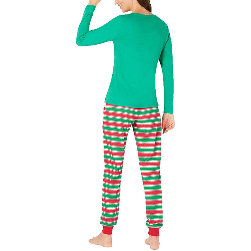 Our Family Pajamas Matching Women's Crushed It Stripe Pajama Set Green XXL