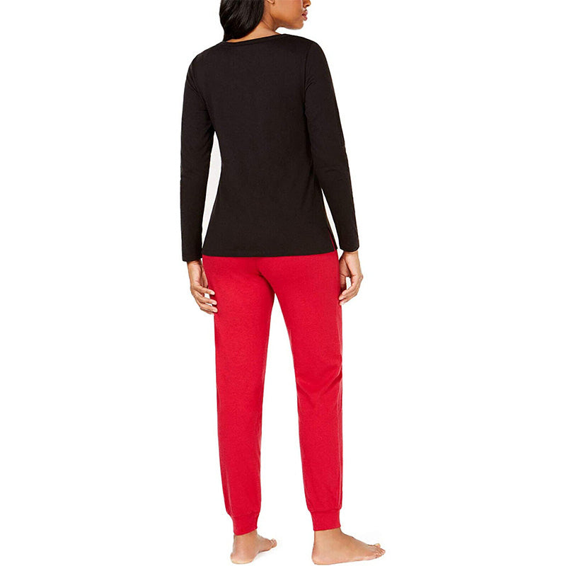 Family Pajamas Mama Bear Holiday Pant Pajama Set Black And Red S