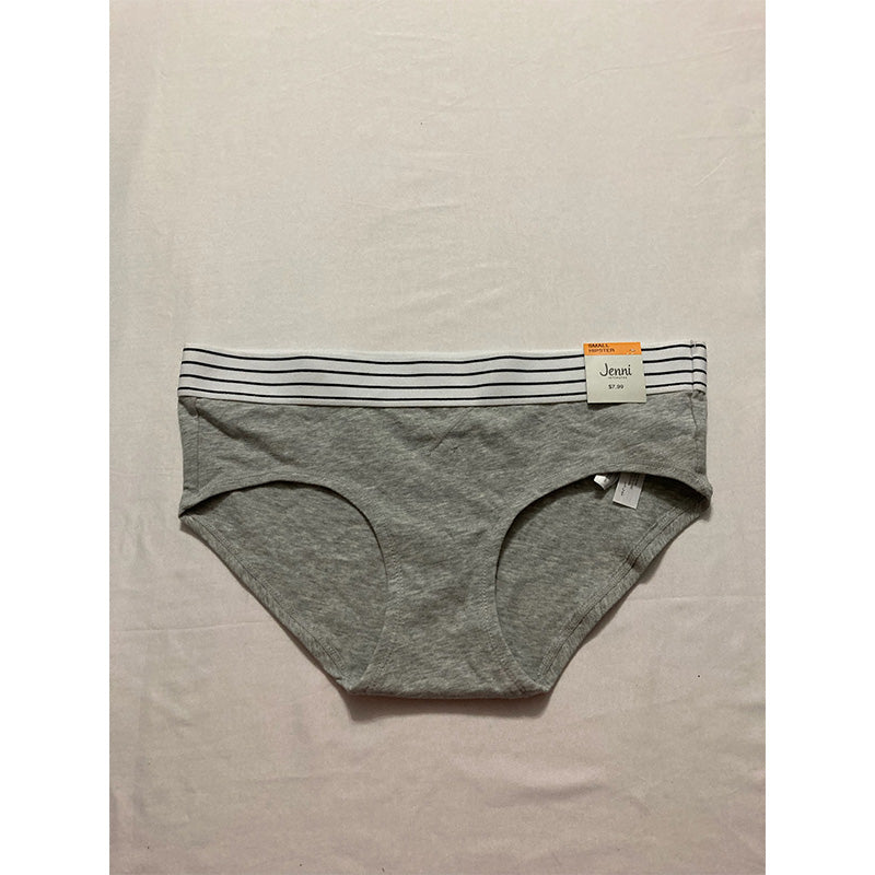Jenni Elastic Waistband Cotton Hipster Underwear Gray Heather S
