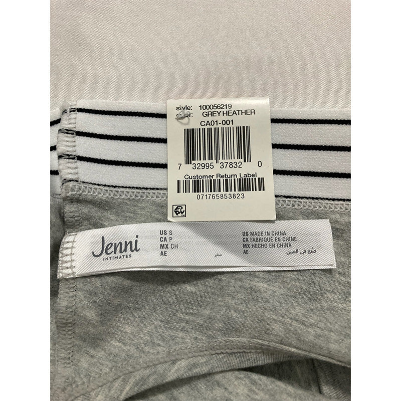 Jenni Elastic Waistband Cotton Hipster Underwear Gray Heather S