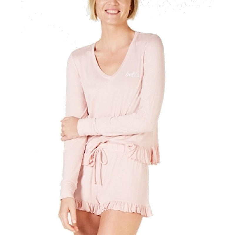 Jenni Knit Ruffled Pajama Top Pink S