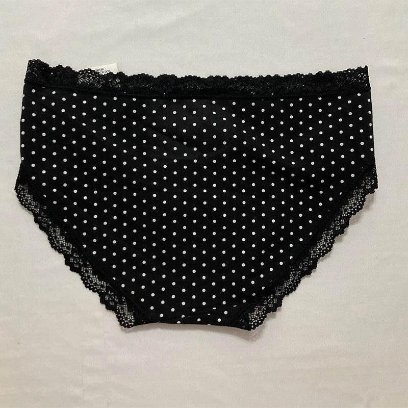 Jenni Lace Trim Hipster Underwear Black Dot S