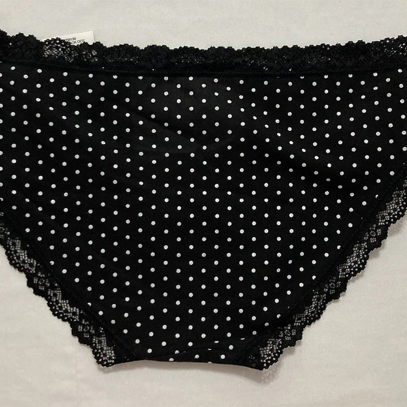 Jenni Lace Trim Hipster Underwear Black Dot M