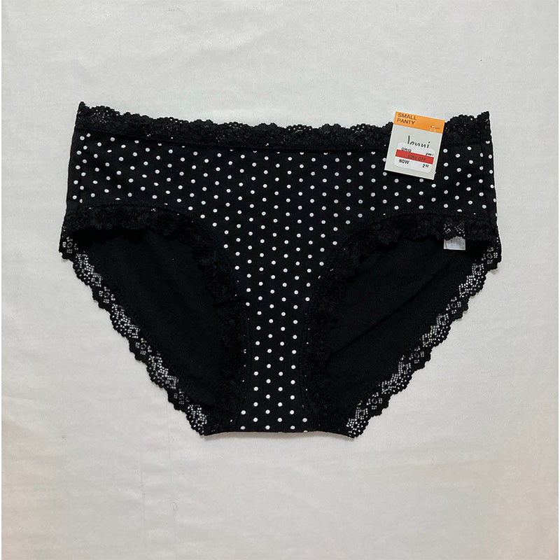 Jenni Lace Trim Hipster Underwear Black Dot S