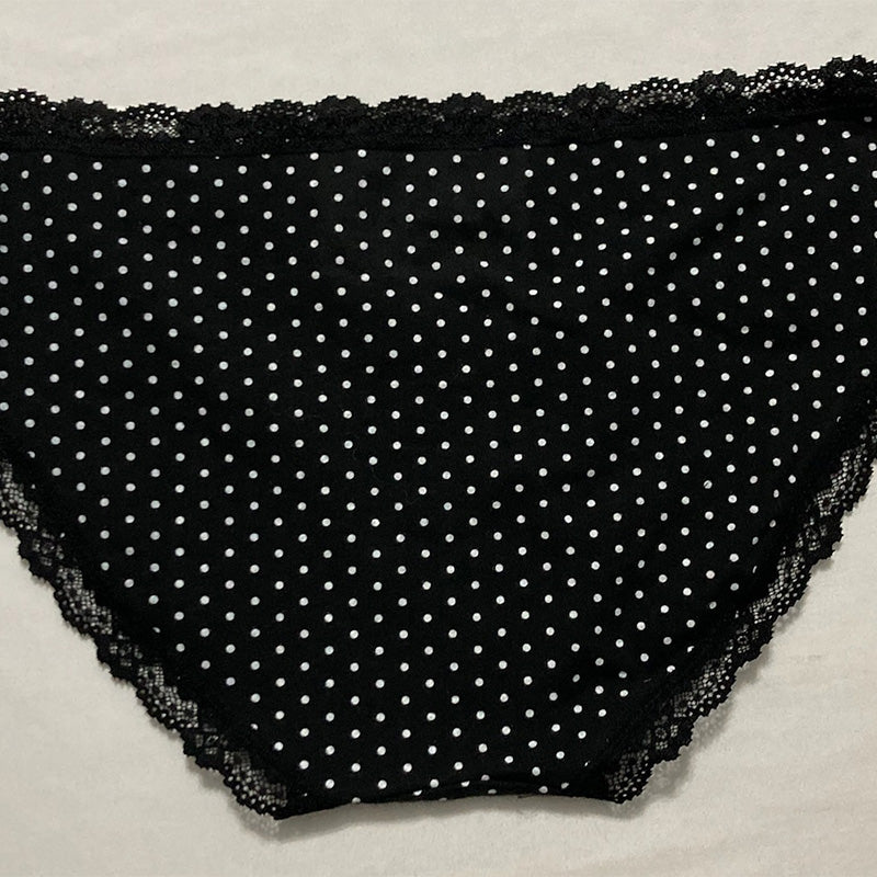 Jenni Lace Trim Hipster Underwear Black Dot L