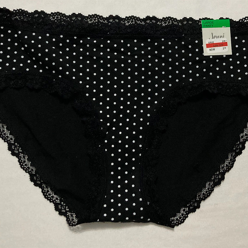 Jenni Lace Trim Hipster Underwear Black Dot L