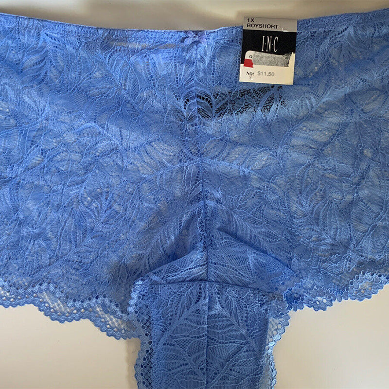 INC Plus Size Lace Boyshort Blue 1X