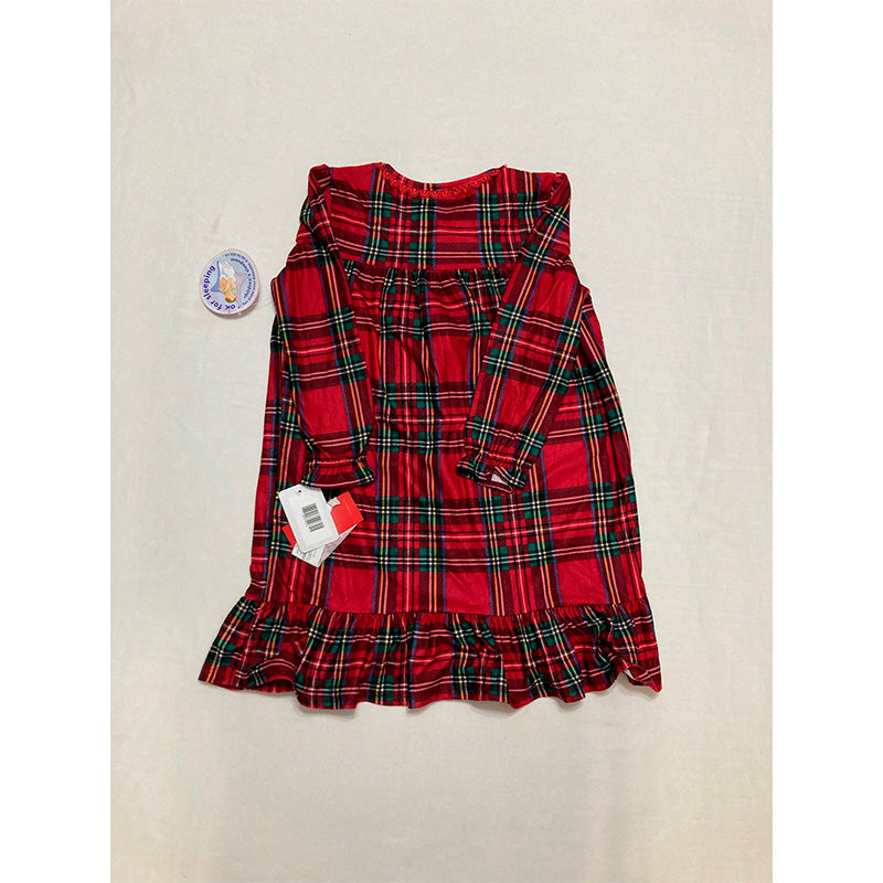 Family Pajamas Christmas Plaid Notched Collar Flannel Pajama Set Kids 4/5